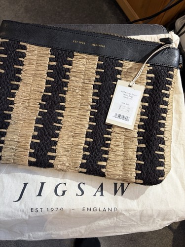 Jigsaw raffia clutch bag - raffia,