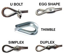 SIMPLEX DUPLEX EGG SHAPE U BOLT THIMBLE STEEL WIRE GRIPS CLAMP CLIPS ROPE CABLE