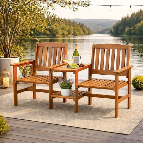 Wooden bench love seat - wooden,