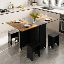 Industrial  Rustic Folding Drop Leaf Butterfly Dining Table Set Kitchen Brown