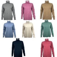 Womens Wool & Cashmere Polo Turtle Roll Neck Knitted Warm Ladies Jumper UK