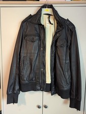 Diesel Leather Jacket Mens Black Size XL vintage Bomber