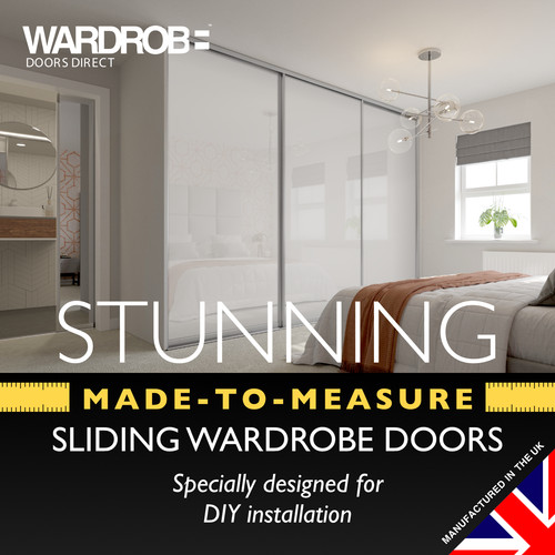 Built white glass - built-in, sliding