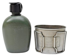 Dutch Army Water Bottle & Stainless Steel Mug - Canteen - MRE - Ration - Camping