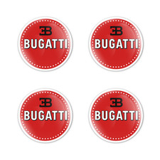Bugatti Stickers Domed Decals Glossy 4pc Resin Rim Badge Wheel caps 15- 100mm