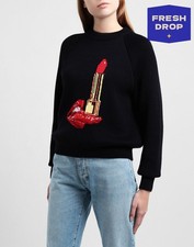 RRP€290 TOILETPAPER Merino Jacquard Pullover Jumper Size M Black Made in Italy