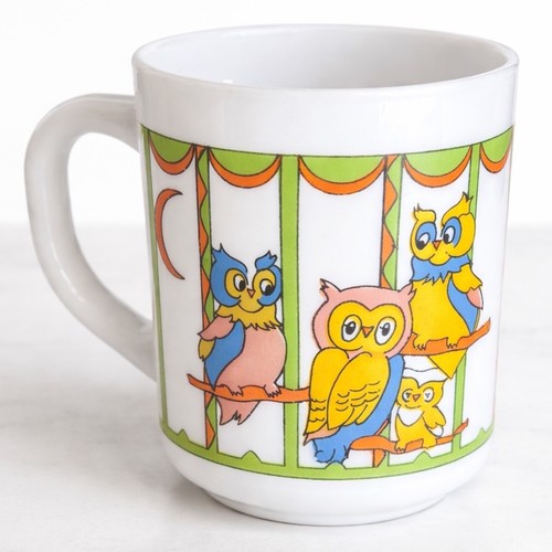 Vintage arcopal france owl mug - france,