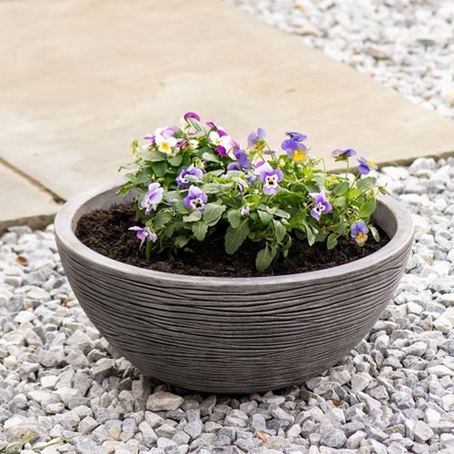 Grey round bowl - round, amalfi