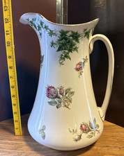 Antique John Maddock & Sons Very Large Floral Jug 12 1/2" Tall