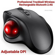 Trackball Wireless Mouse Pro Rechargeable Bluetooth 2.4G Mice - Adjustable DPI