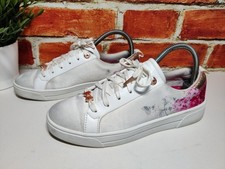 WOMENS TED BAKER JYMINA UK 5 EU 38 WHITE PINK ROSE GOLD LACE UP TRAINERS SNEAKER