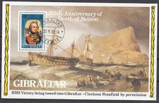 Gibraltar Block 7 mit Ersttagstempel 20.8.1980 175. Tod. von Lord Horatio Nelson