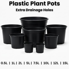 Black plastic plant - black, pots