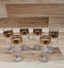 Set of 6 Vintage Dema Gold Decorated Sherry Glasses  - 78ml
