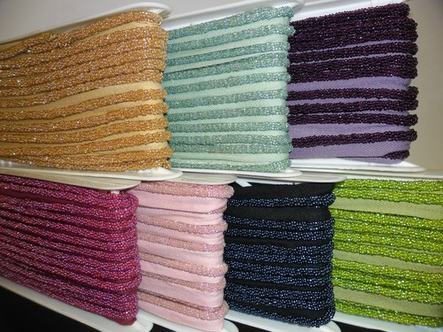 Glass beaded row lace trim - glass,