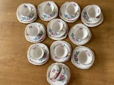 Crown Royal Bone China Tea Set, Pink & Blue Hydrangea design