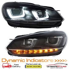 VW Golf MK6 2009-2013 LED DRL Headlights Sequential Indicators Projector Style