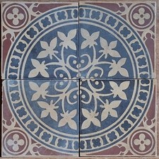 Panel of 4 Campbell Tile Company Victorian church floor tiles