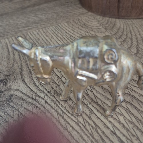 Small brass donkey pack animal - brass,