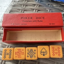 Vintage Bakelite Poker Dice K & C London Original Box