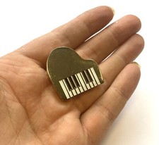 Enamel Piano Brooch Gold