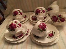 vintage colclough mid century roses bone china tea set for 4 people