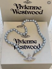 Vivienne Westwood Blue Pearl Saturn Necklace Blue pearl necklace