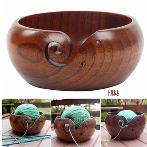 Wooden yarn bowl - yarn, hand