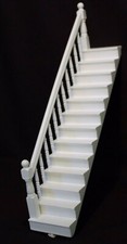 White Painted Fixed Left Bannister Wood Stair Case Tumdee 1:12 Scale Dolls House