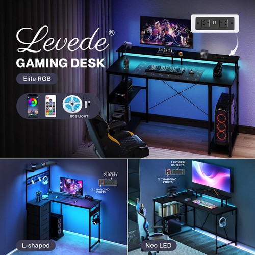 Levede gaming desk rgb - desk, led