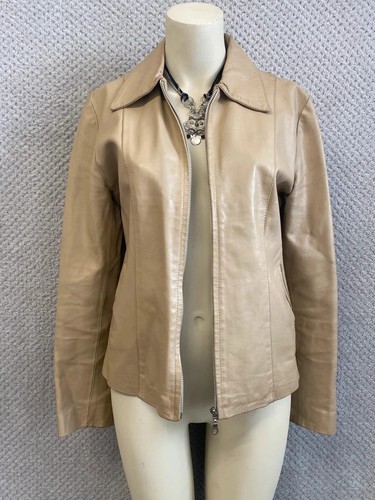 90s beige leather jacket tan