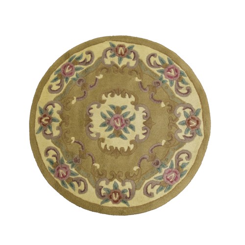 Beige natural round wool - beige, 4'