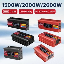 1500W 2000W 2600W Power Inverter 12V to 240V Converter With 2USB & LCD Display