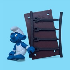 Vintage Super Smurf Figure Gymnast Parallel Bars 40509 Toy 1980