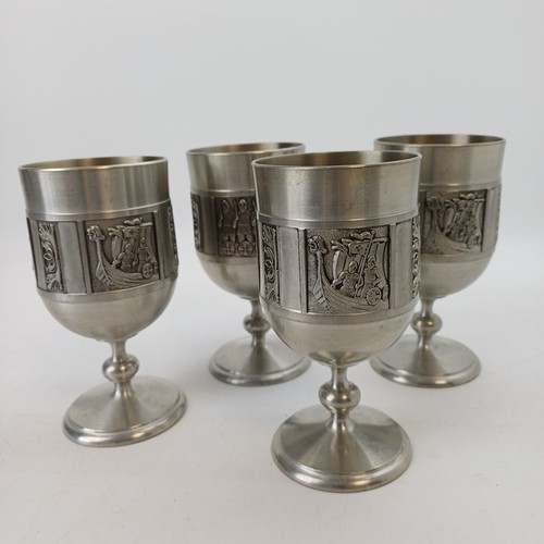 Vintage pewter goblets - 4x,