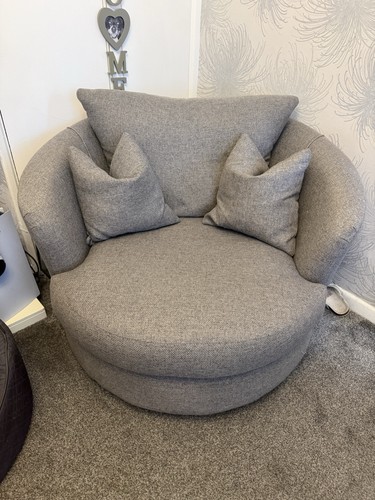 Grey swivel cuddle chair - swivel, large
