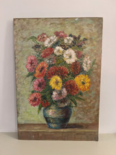 Large French Unframed Antique Floral Oil Still Life Painting