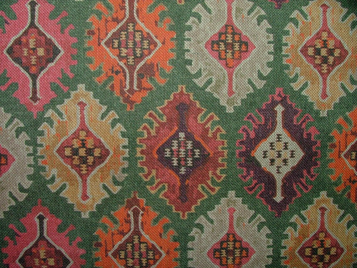 Sorrel green ikat kilim - kilim, 100%
