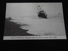 MFV St Britwin Aground near the Point of Ayre Isle of Man Postcard Ramsey Steam