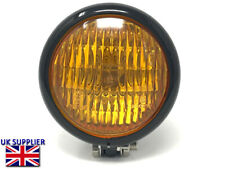 Motorbike Headlight Headlamp Yellow Lens Retro Scrambler Crash Bar Mount