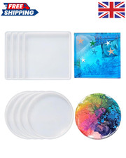 8PCS Resin Coaster Mould, Moulds for Resin Casting, Transparent Square and Round