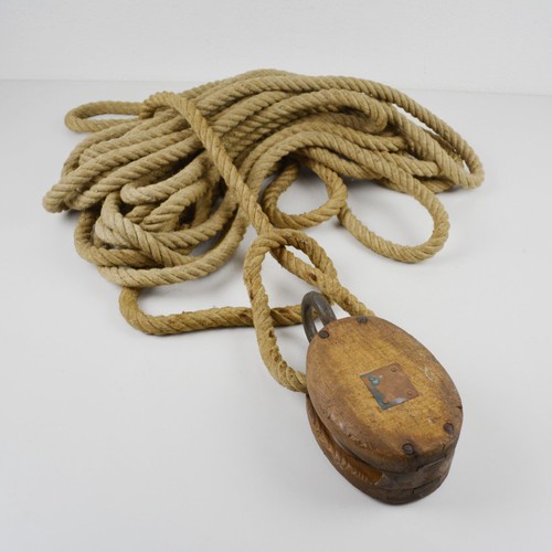 Vintage rope pulley - pulley,
