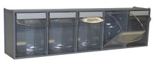 Viewbin 5 Tilt Bin Van Storage with Locking Bar Included. Grey with clear bins