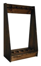 Rustic Pine Wooden 5 Place Vertical Locking Long Gun Rack Storage Display 