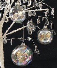 6 x Iridescent Soap Bubble Baubles Rainbow Fairy Glass Gisela Graham Christmas 