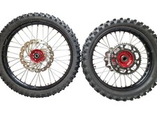HONDA CRF 450R 2016 SET PAIR BLACK RIM TALON WHEELS RED HUB 21 " FRONT 19 " REAR