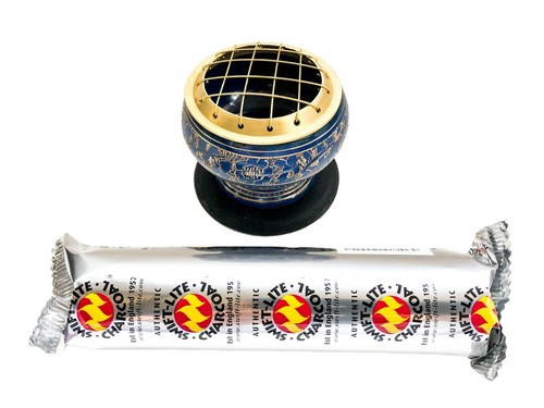 Brass charcoal burner - charcoal, and