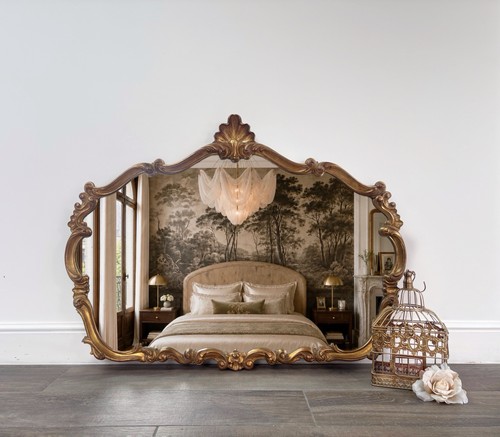 Antique mirror large - antique, gold