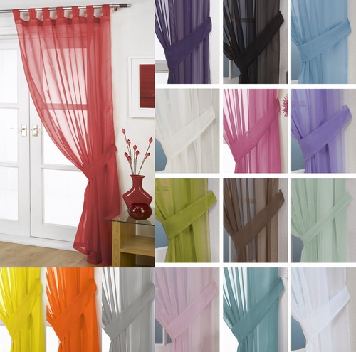 Plain voile curtain panel tab - plain,