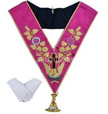 Masonic Regalia-ROSE CROIX 18TH DEGREE EMBROIDERED COLLAR + COLLAR JEWEL+GLOVES